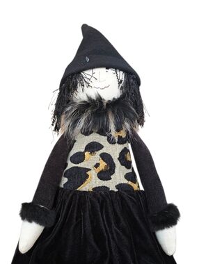 Woof & Poof Halloween Black Velvet Witch Doll Decor